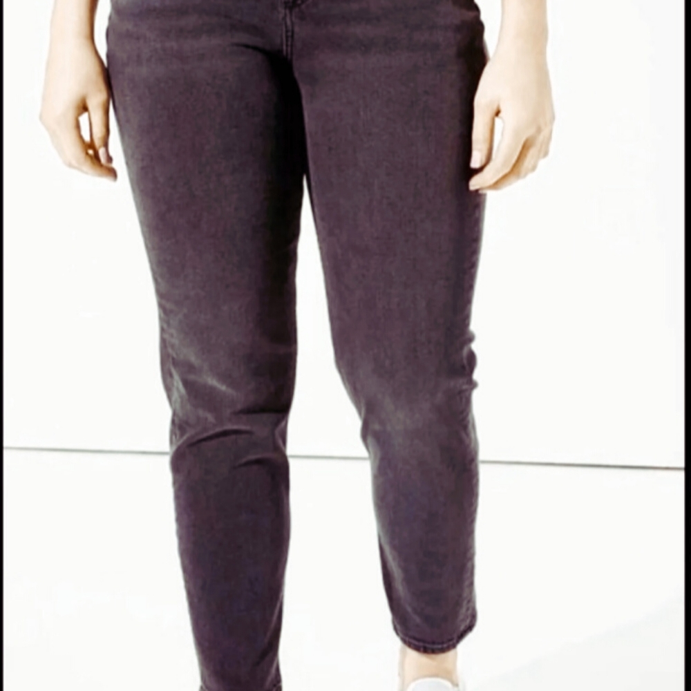 American Eagle Black Denim Skinny Jeans, High Waisted Size 12